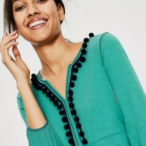 Boden Carina Jersey Tunic Pom Pom Mini Dress Size 8R 8 Regular - Picture 2 of 7
